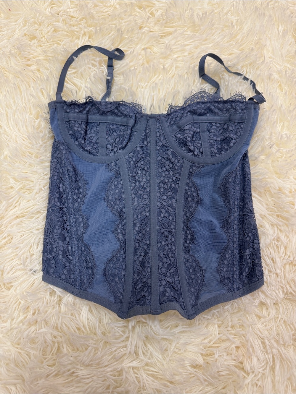 OUT FROM UNDER CORSET TOP IN SLATE BLUE SIZE SMALL